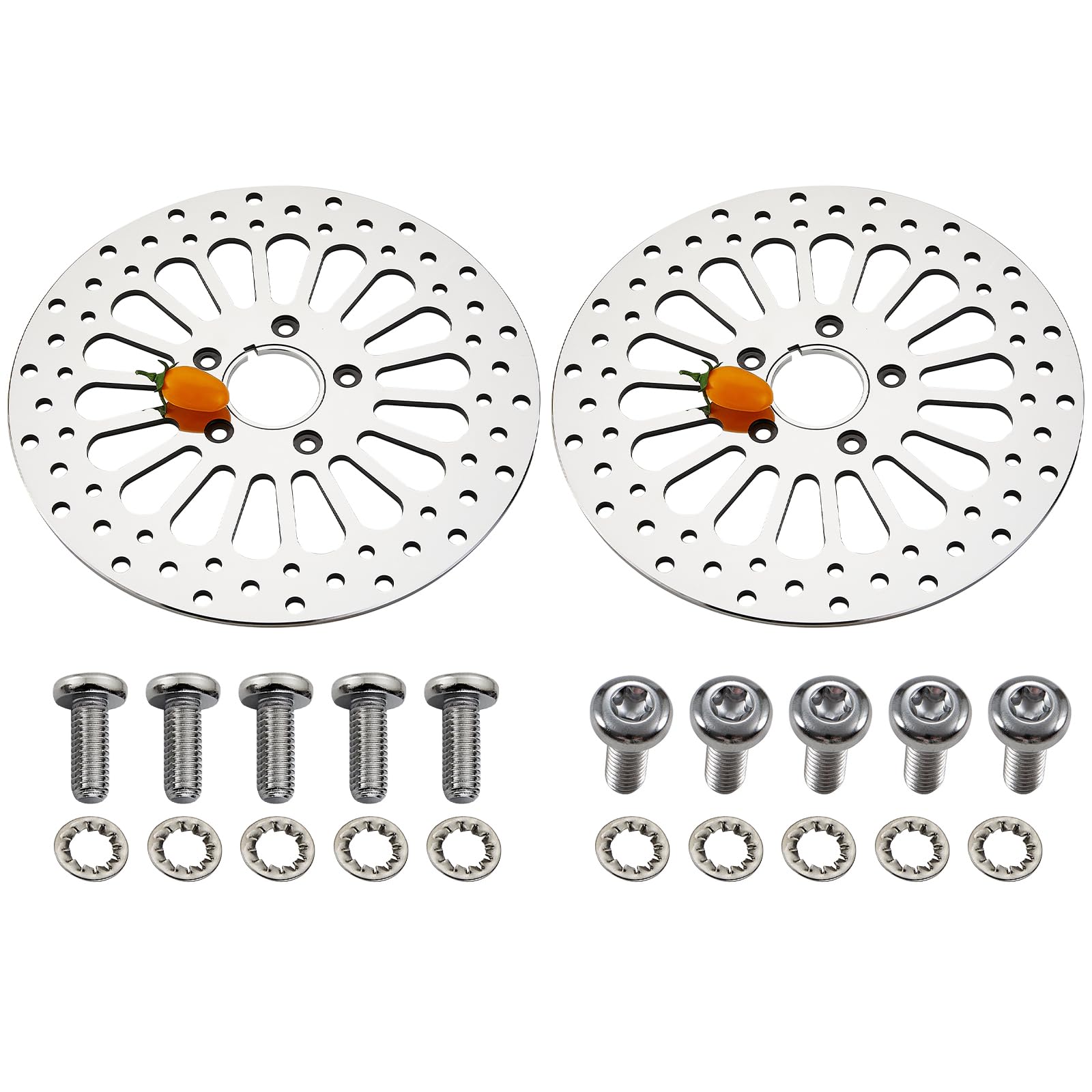 BLCYANUE 11.5'' 2 Piece Front Brake Rotor for Harley Davidson Touring Softail Sportster Dyna Early Super Glide,Mirror-Polished V